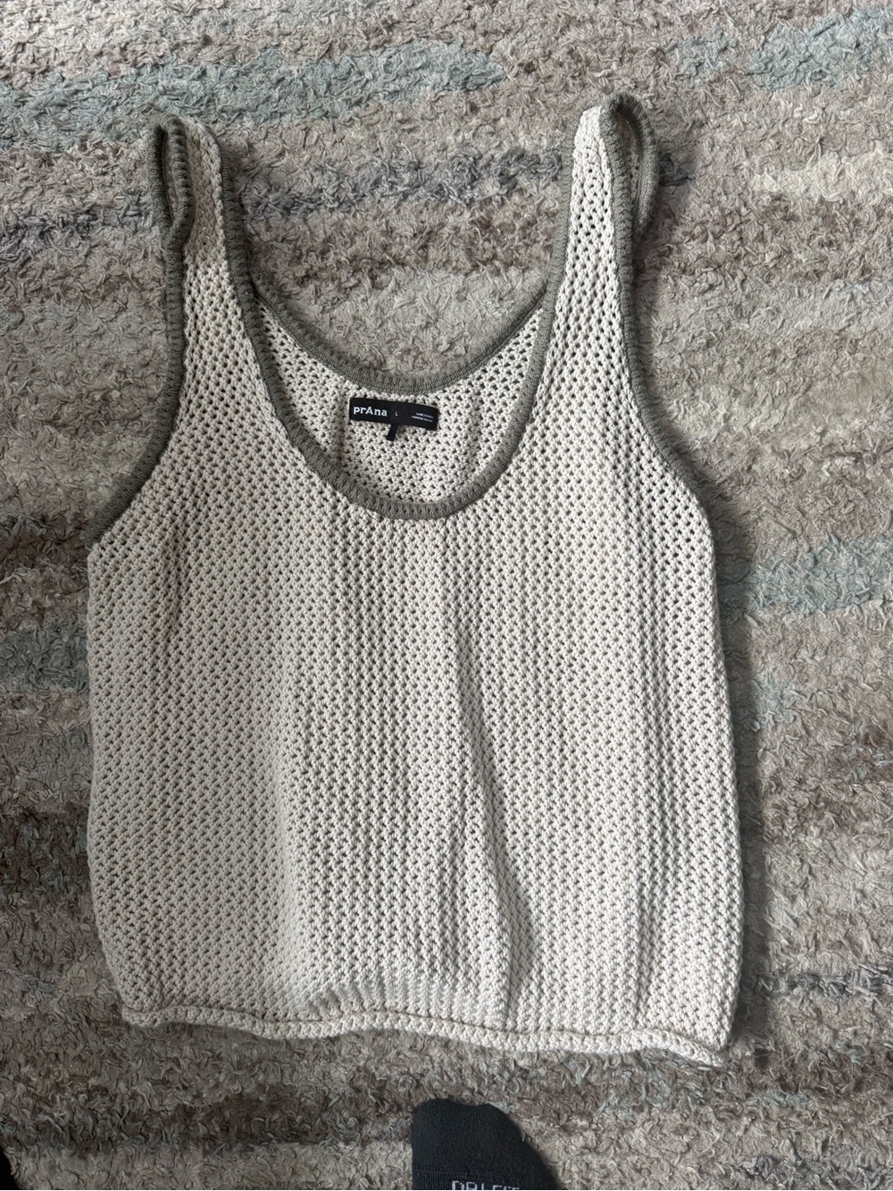 Prana Cream Open-Knit Scoop Tank